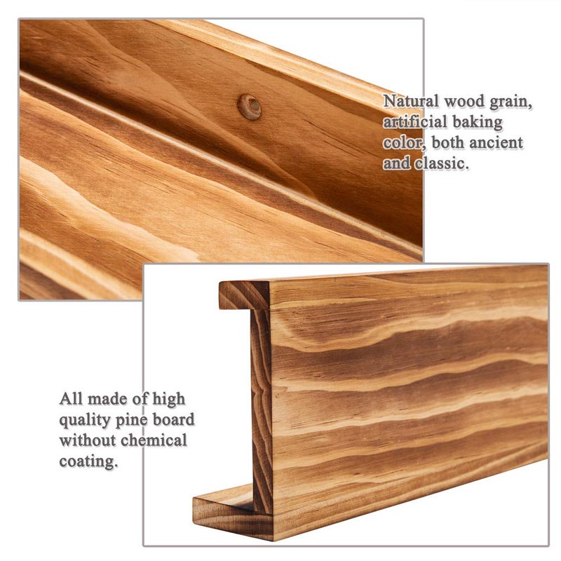 AZSKY Rustic Wood Floating Shelves for Nursery Books Long Wall Bookshelf Photo Picture Ledge Shelf with Lip Wall Shelf for Kids Bedroom Bathroom Living Room Office Frames 36 Inches Set of 2 - Image 4